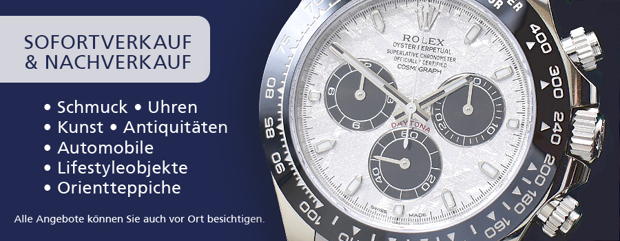 Nachverkauf Auktionsrestanten + Sofortverkauf Luxuswaren, wie Schmuck, Uhren, Kunst