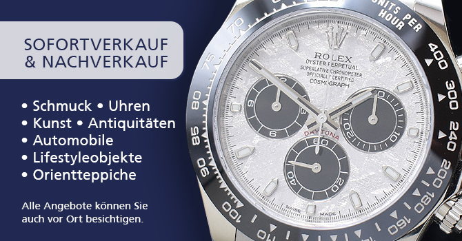Nachverkauf Auktionsrestanten + Sofortverkauf Luxuswaren, wie Schmuck, Uhren, Kunst