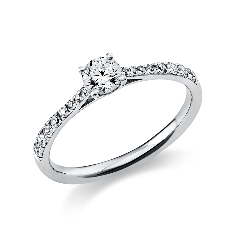 Image 90000027 - Ring 4er-Krappe 14 kt WG, GIA2256670063, 8 Brillanten 0,07 ct, TW-si, 1 Brill. 0,30 ct, ...
