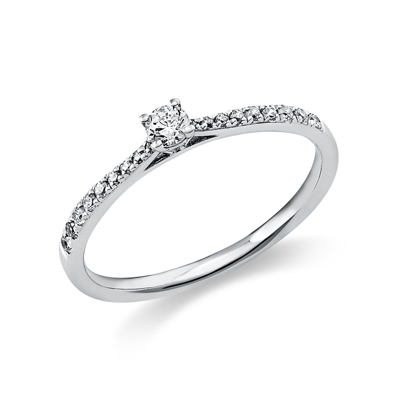 Image 90000032 - Ring 4er-Krappe 14 kt WG, 1 Brill. 0,10 ct, TW-si, 18 Brillanten 0,12 ct, TW-si, ...