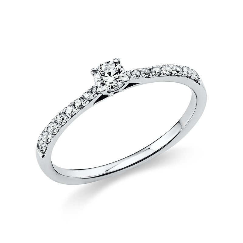 Image 90000034 - Ring 4er-Krappe 14 kt WG, 1 Brill. 0,15 ct, TW-si, 16 Brillanten 0,15 ct, TW-si, ...