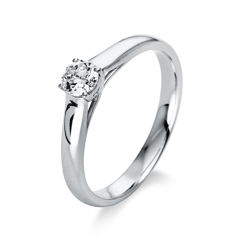 Image 90000042 - Ring 4er-Krappe 18 kt WG, 1 Brill. 0,30 ct, TW-si, B:2,8 mm, ...