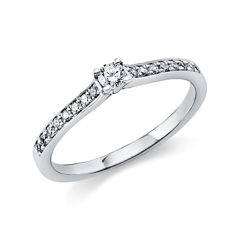Image 90000045 - Ring 4er-Krappe 14 kt WG, 1 Brill. 0,10 ct, TW-si, 16 Brillanten 0,12 ct, TW-si, ...