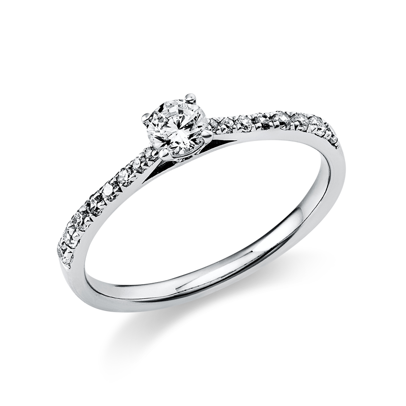Image 90000099 - Ring 4er-Krappe 14 kt WG, 1 Brill. 0,20 ct, TW-si, 16 Brillanten 0,18 ct, TW-si, ...