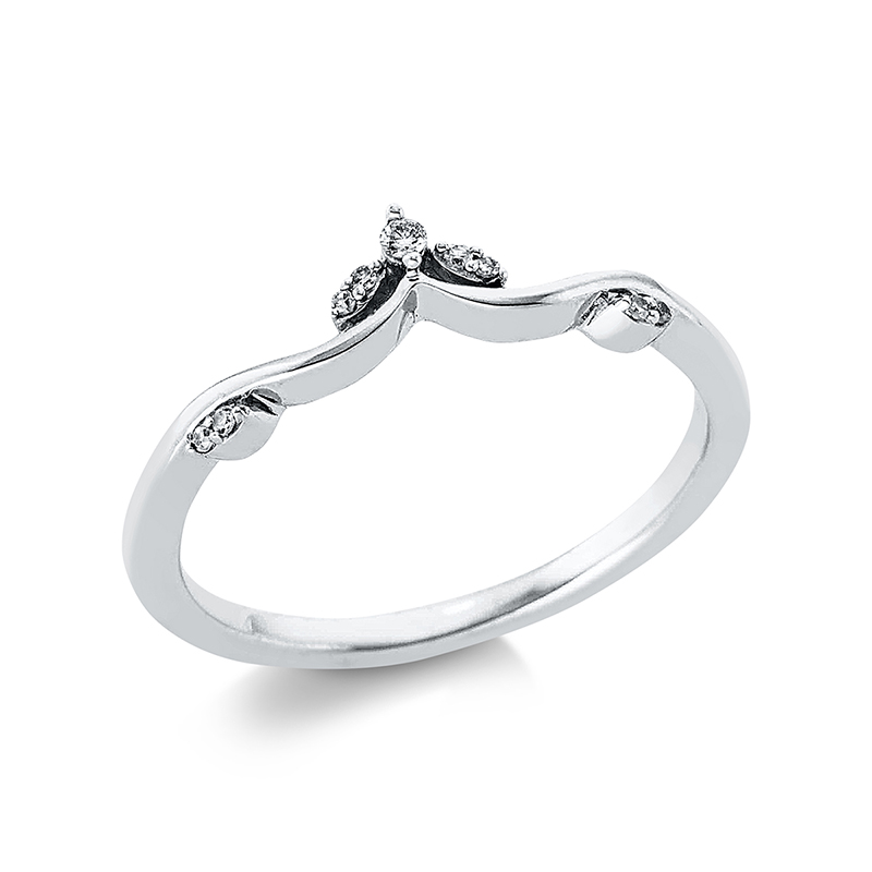 Image 90000105 - Ring 18 kt WG, 1 Brill. 0,01 ct, TW-pi, 8 Brillanten 0,02 ct, TW-pi, ...