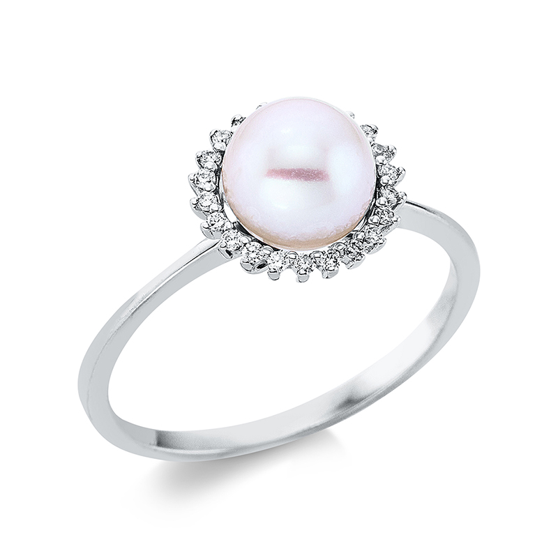Image 90000107 - Ring 14 kt WG, 22 Brillanten 0,10 ct, TW-vsi/si, 1 SW weiß, ...