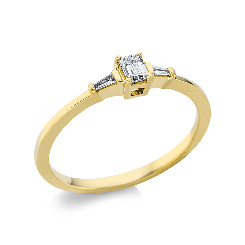Image 90000112 - Ring 4er-Krappe 18 kt GG, 1 Sm.schliff 0,16 ct, TW-si, 2 Trapeze 0,04 ct, TW-si, ...