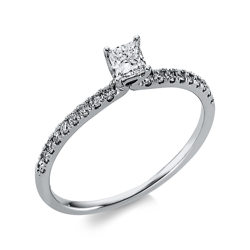Image 90000125 - Ring 4er-Krappe 18 kt WG, 1 Princ. 0,19 ct, TW-si, 18 Brillanten 0,15 ct, TW-si, ...
