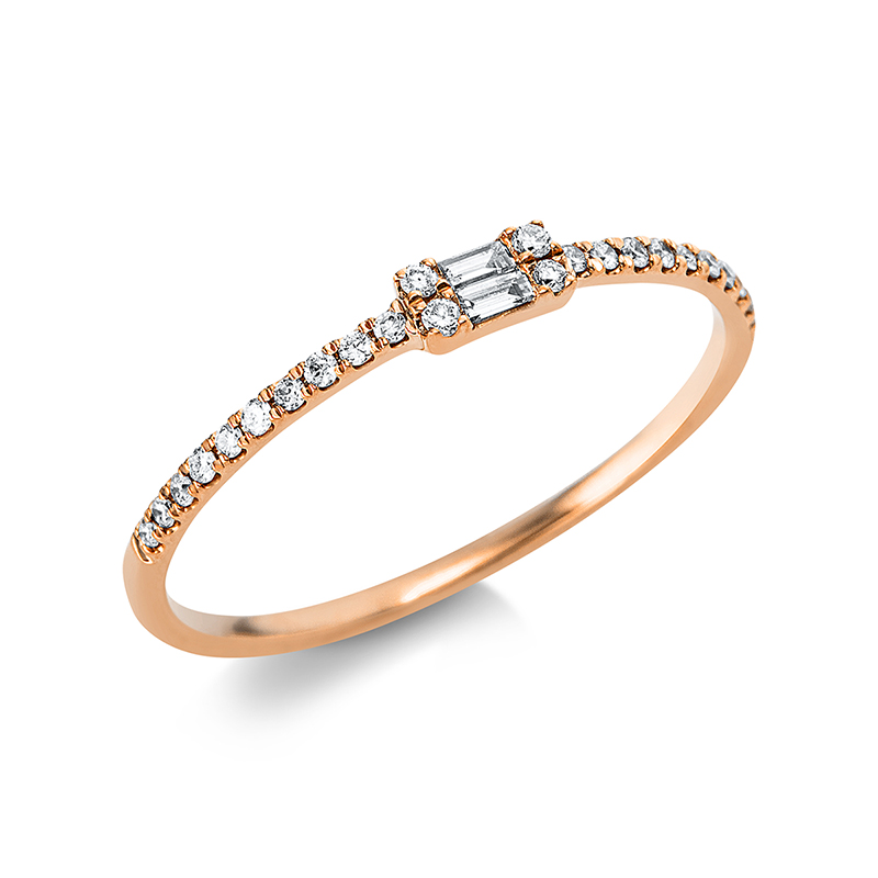 Image 90000138 - Ring 18 kt RG, 2 Baguette 0,02 ct, TW-vsi, 24 Brillanten 0,09 ct, TW-si, ...