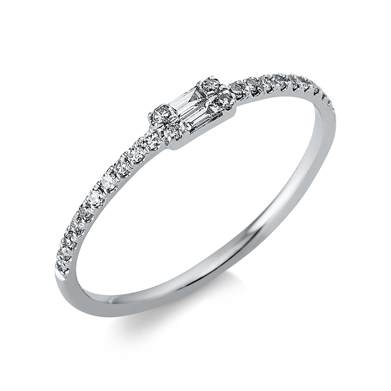 Image 90000141 - Ring 18 kt WG, 2 Baguette 0,04 ct, TW-vsi, 24 Diamanten 0,10 ct, W-si, ...