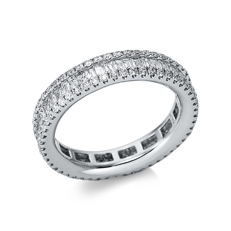 Image 90000143 - Ring 18 kt WG, 51 Baguette 0,96 ct, TW-si, 104 Brillanten 0,71 ct, TW-si, ...