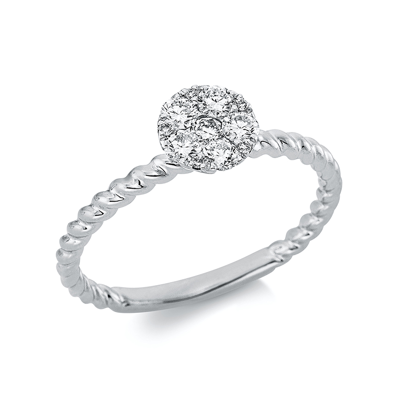 Image Ring 18 kt WG, 1 Brill. 0,04 ct, TW-si, 5 Brillanten 0,29 ct, TW-si, 5 Brillanten 0,02 ...