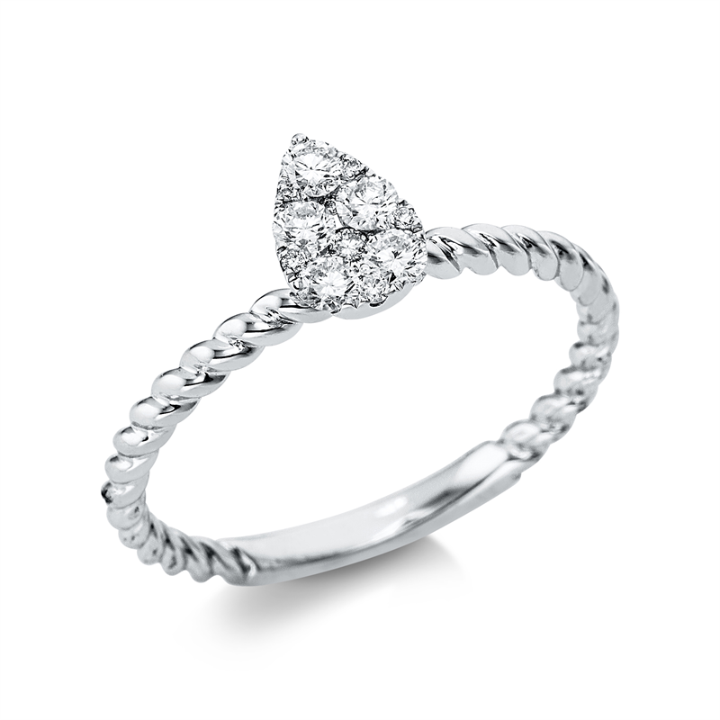 Image Ring 18 kt WG, 1 Brill. 0,01 ct, TW-si, 5 Brillanten 0,21 ct, TW-si, 6 Brillanten 0,02 ...
