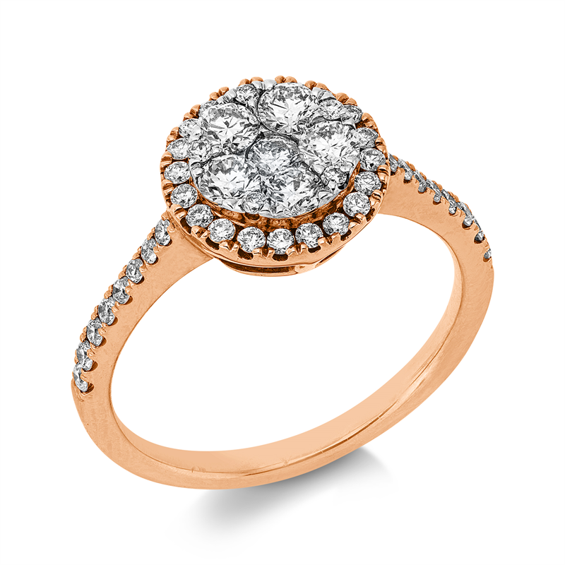 Image Ring 18 kt RG WG, 10 Brillanten 0,12 ct, TW-si, 5 Brillanten 0,39 ct, TW-si, 32 ...
