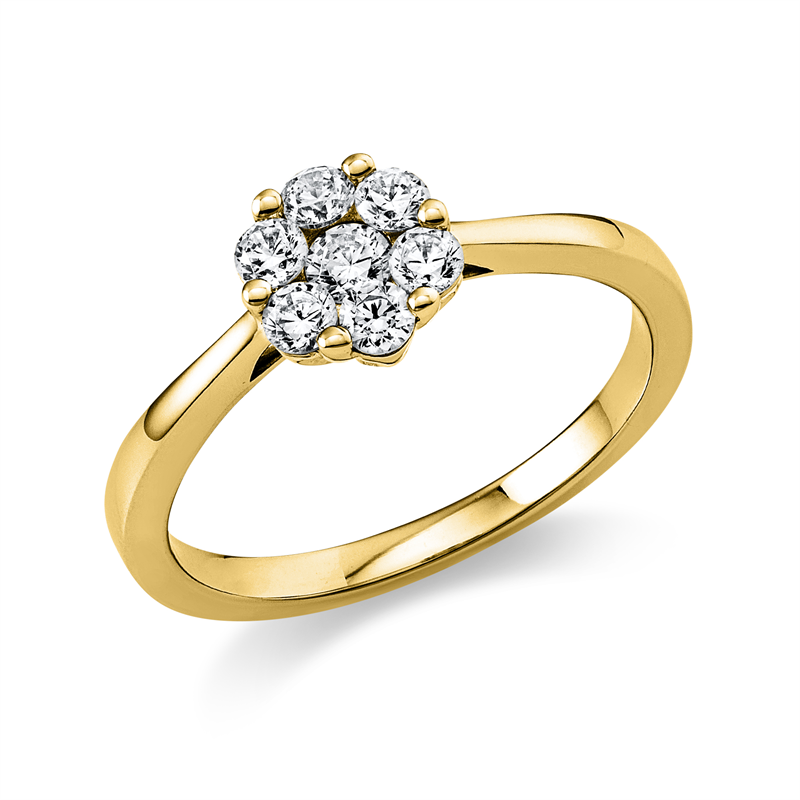 Image 90000206 - Ring 18 kt GG, 1 Brill. 0,09 ct, TW-si, 6 Brillanten 0,33 ct, TW-si, B:7,1 mm, Ø:7,1 mm, ...