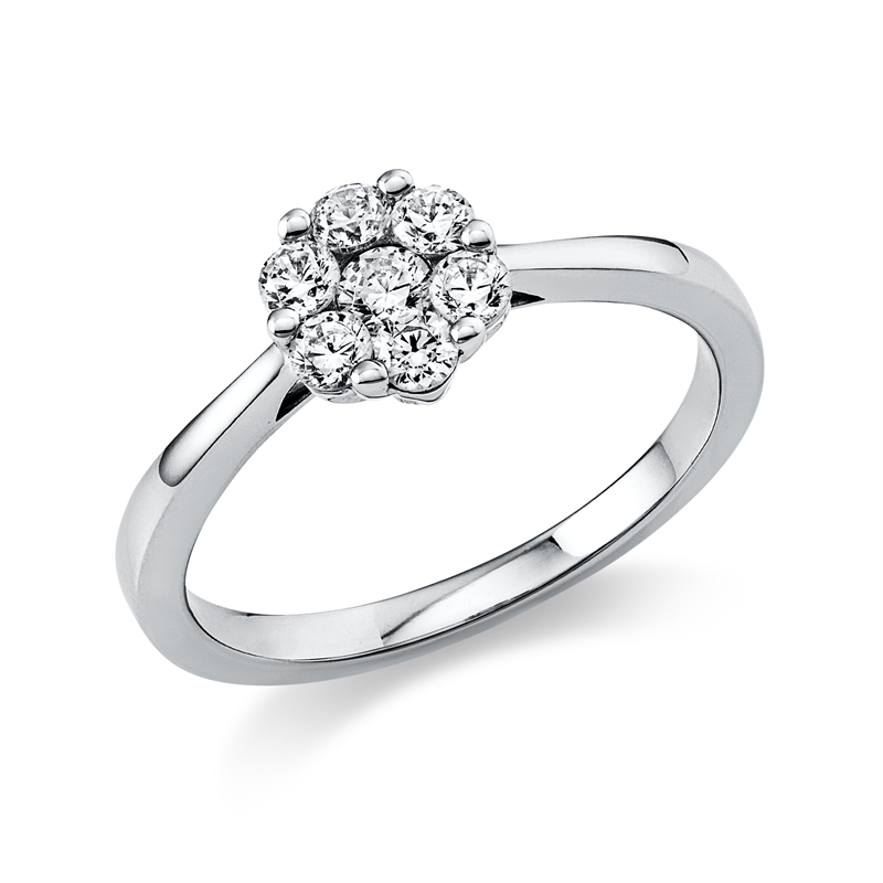 Image 90000213 - Ring 950 Pt Platin, 6 Brillanten 0,33 ct, TW-si, 1 Brill. 0,09 ct, TW-si, B:7,1 mm, ...