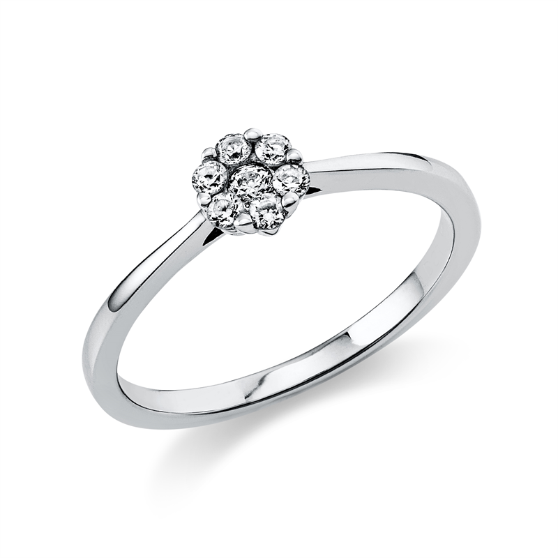 Image 90000276 - Ring 950 Pt Platin, 6 Brillanten 0,13 ct, TW-si, 1 Brill. 0,04 ct, TW-si, B:5,3 mm, ...