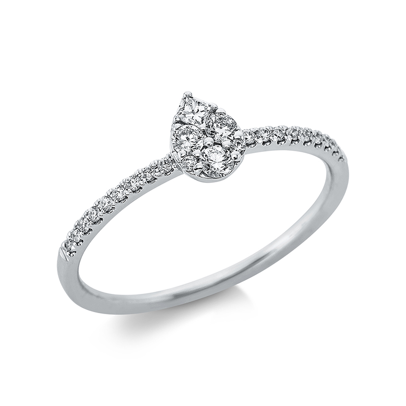 Image 90000305 - Ring 18 kt WG Tropfen, 3 Brillanten 0,10 ct, TW-si, 1 Princ. 0,03 ct, TW-si, 20 ...