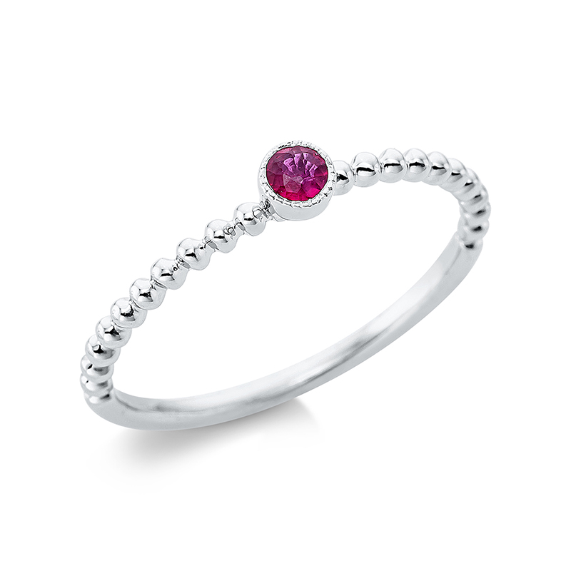 Image 90000313 - Ring Zarge 18 kt WG, 1 Rubin 0,09 ct rot, Weite:53 =*=*= Unterkategorie: Farbstein ...
