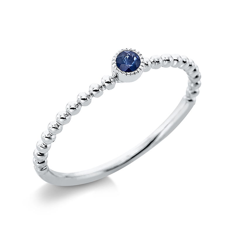 Image 90000316 - Ring Zarge 18 kt WG, 1 Saphir 0,10 ct blau, Weite:53 =*=*= Unterkategorie: Farbstein ...