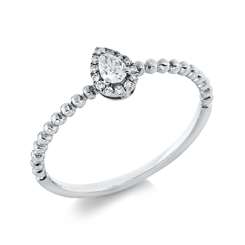Image 90000319 - Ring 18 kt WG Tropfen, 1 Tropfen 0,10 ct, TW-vsi, 13 Diamanten 0,04 ct, W-si, ...