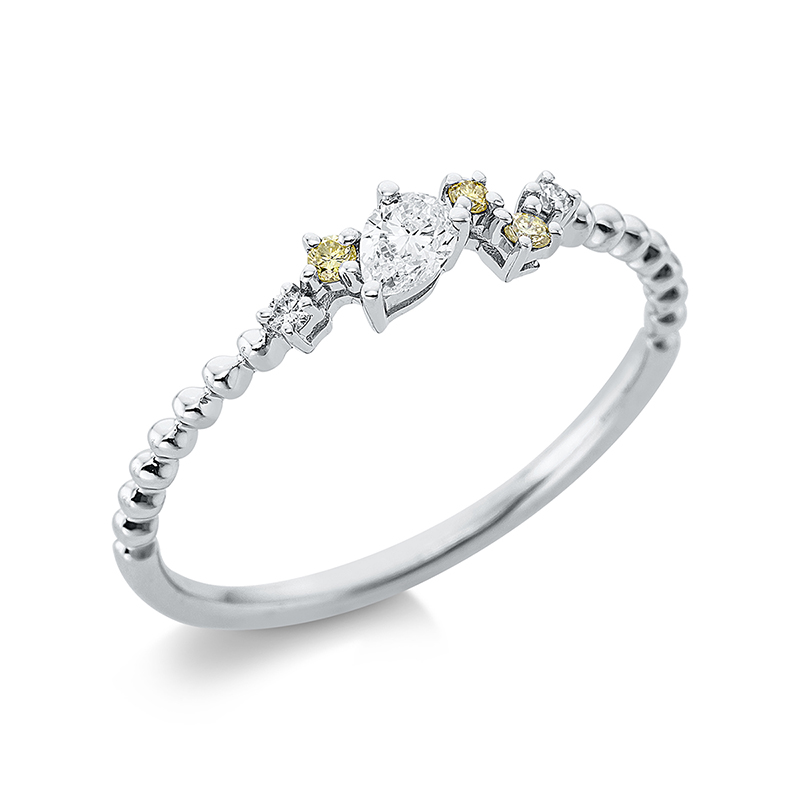Image 90000321 - Ring 18 kt WG, 1 Tropfen 0,11 ct, TW-vsi, 2 Brillanten 0,02 ct, TW-si, 3 Brillanten 0,04 ...