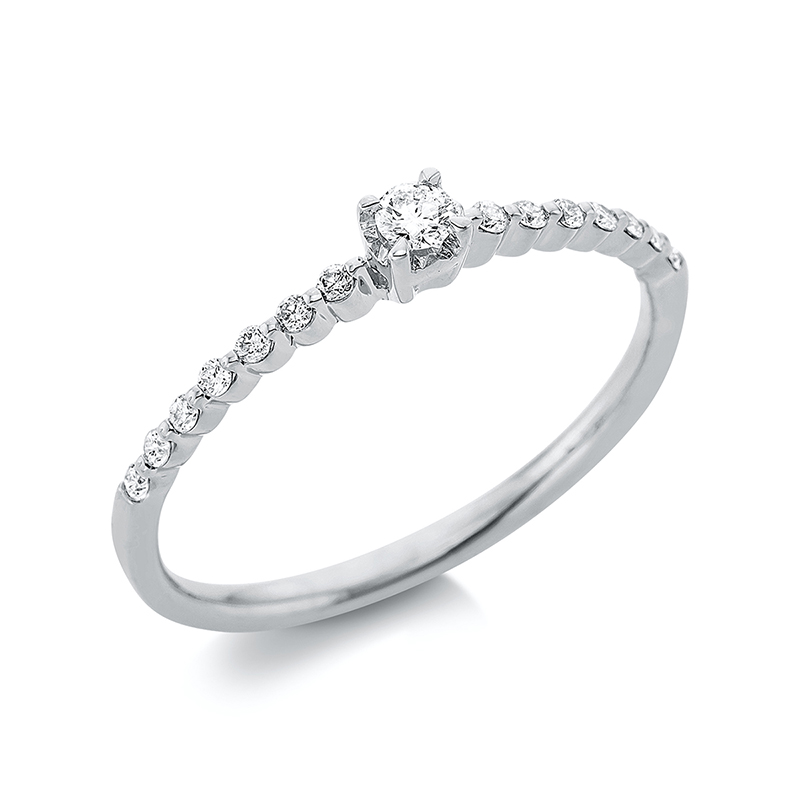 Image 90000325 - Ring 4er-Krappe 18 kt WG, 1 Brill. 0,05 ct, TW-pi, 14 Brillanten 0,10 ct, TW-pi, ...