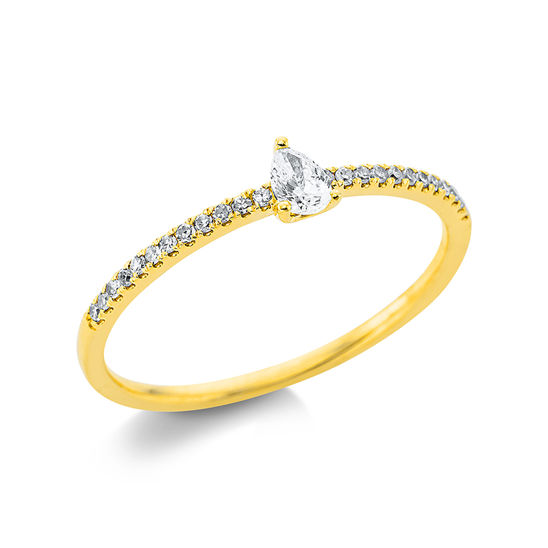 Image 90000328 - Ring 18 kt GG, 24 Diamanten 0,08 ct, W-si, 1 Tropfen 0,11 ct, TW-vsi, ...