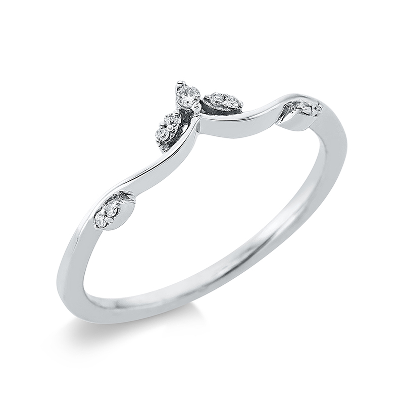 Image 90000331 - Ring 18 kt WG, 1 Brill. 0,01 ct, TW-pi, 8 Diamanten 0,03 ct, W-si, B:4,2 mm, ...