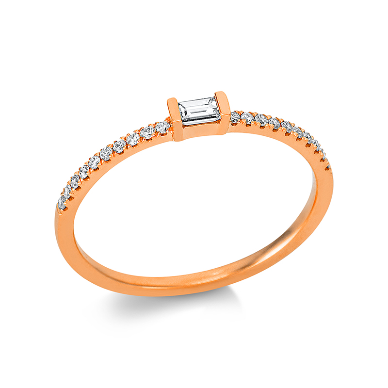 Image 90000346 - Ring 18 kt RG, 1 Bag. 0,09 ct, TW-si, 20 Brillanten 0,08 ct, TW-si, H:4,3 mm, B:2,3 mm, ...