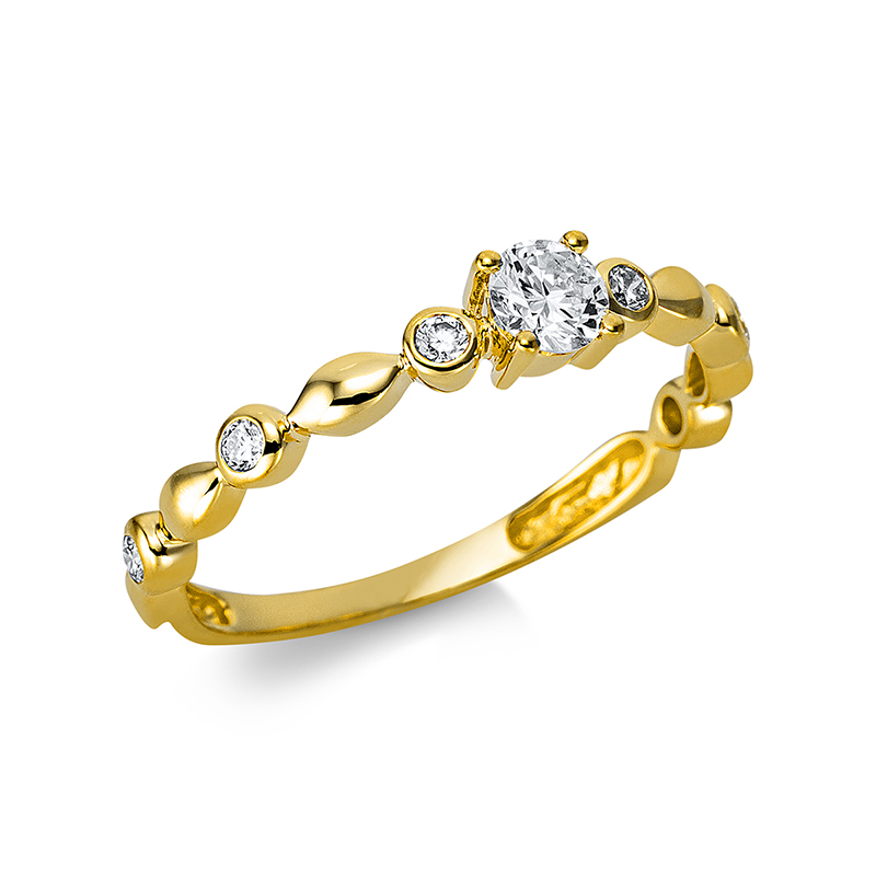 Image 90000354 - Ring 4er-Krappe 18 kt GG, 7 Brillanten 0,32 ct, TW-si, H:3,7 mm, B:3,8 mm, S:2,9 mm, ...
