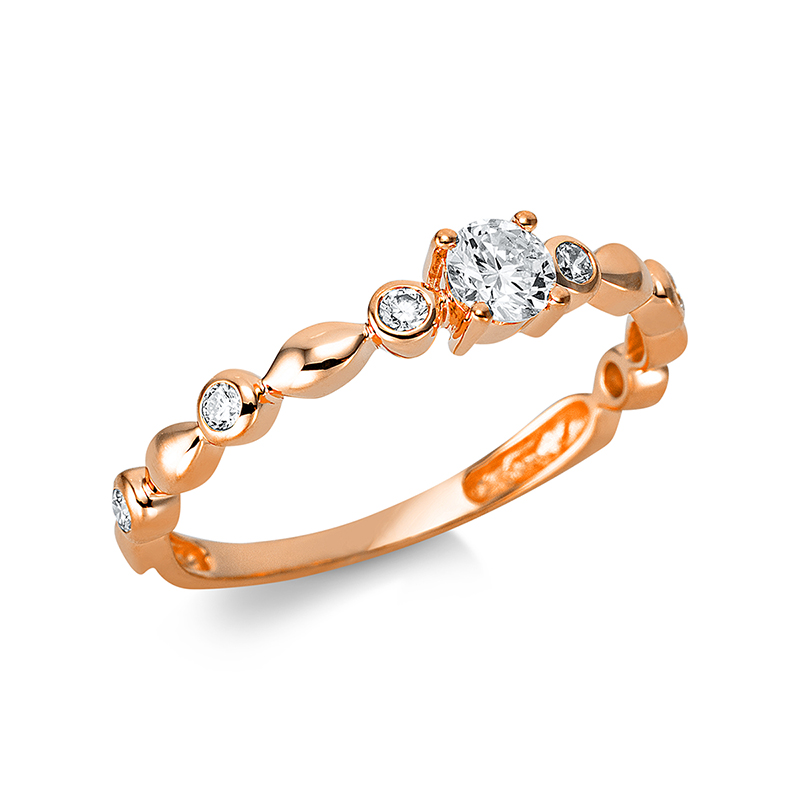 Image 90000355 - Ring 4er-Krappe 18 kt RG, 7 Brillanten 0,32 ct, TW-si, H:3,7 mm, B:3,8 mm, S:2,9 mm, ...