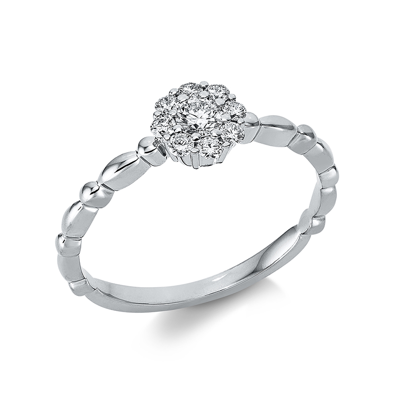Image 90000360 - Ring 18 kt WG, 9 Brillanten 0,25 ct, TW-si, H:6,2 mm, B:6,2 mm, S:3,3 mm, ...