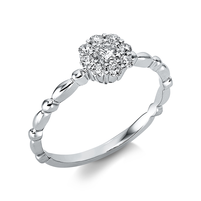 Image 90000361 - Ring 18 kt WG, 9 Brillanten 0,33 ct, TW-si, H:6,8 mm, B:6,8 mm, S:3,8 mm, ...