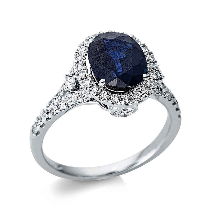 Image 90000366 - Ring 18 kt WG, 2 Brillanten 0,20 ct, TW-si, 2 Princ. 0,07 ct, TW-si, 48 Brillanten 0,50 ...