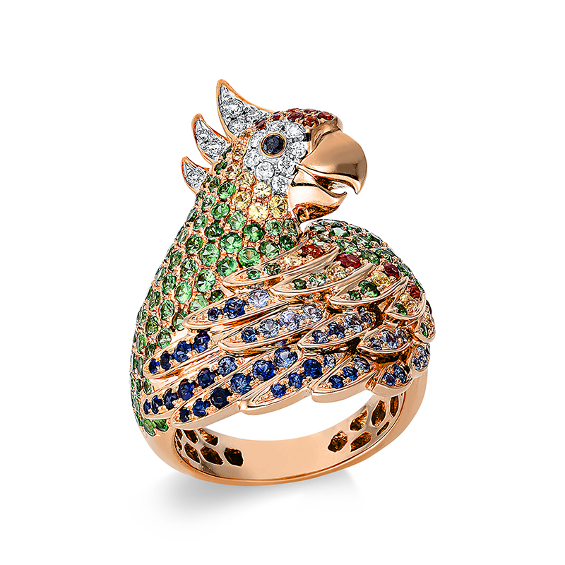 Image 90000369 - Ring 18 kt RG WG Vogel, 28 Brillanten 0,26 ct, TW-vsi, 2 Brillanten 0,03 ct, schwarz, 86 ...