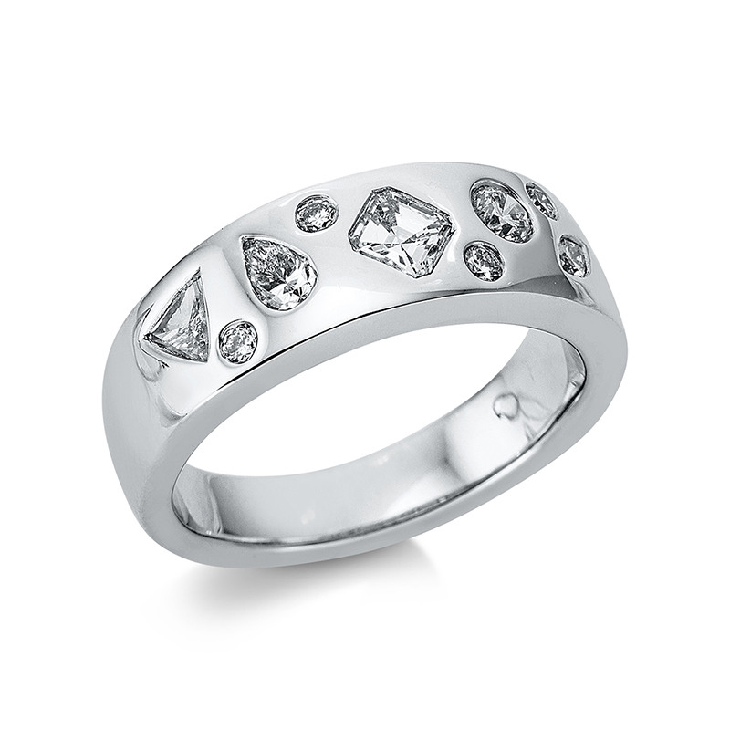 Image 90000377 - Ring 18 kt WG, 4 Fant-Schl. 0,68 ct, TW-vsi, 5 Brillanten 0,23 ct, TW-vsi, B:6,5 mm, ...