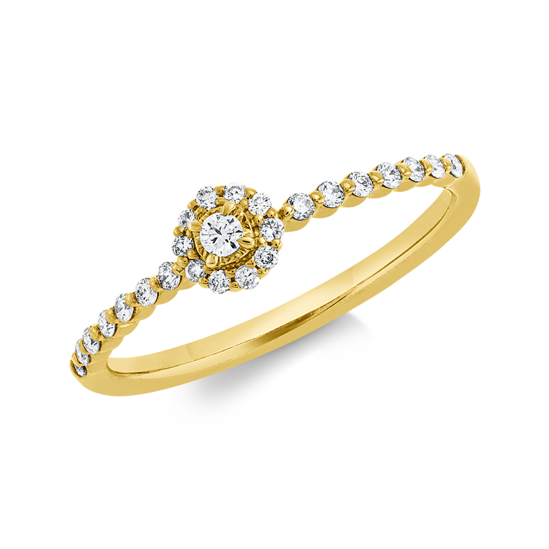 Image 90000382 - Ring 18 kt GG, 1 Brill. 0,03 ct, TW-pi, 24 Brillanten 0,17 ct, TW-pi, ...