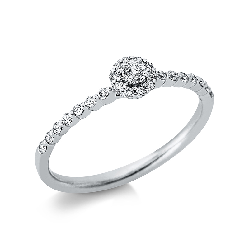 Image 90000383 - Ring 18 kt WG, 1 Brill. 0,03 ct, TW-pi, 24 Brillanten 0,17 ct, TW-pi, ...