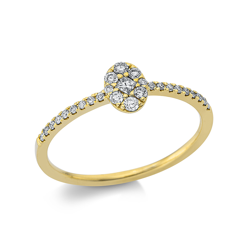 Image 90000384 - Ring 18 kt GG, 1 Princ. 0,04 ct, TW-si, 26 Brillanten 0,16 ct, TW-pi, H:4,5 mm, B:6,0 mm, ...