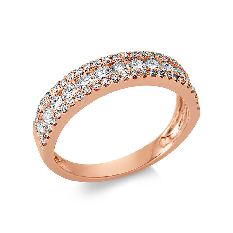 Image 90000399 - Ring 18 kt RG, 13 Brillanten 0,50 ct, TW-si, 50 Brillanten 0,26 ct, TW-si, ...