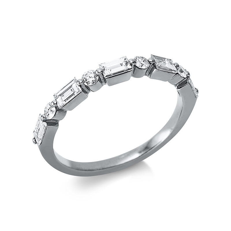 Image 90000400 - Ring 18 kt WG, 5 Baguette 0,50 ct, TW-si, 4 Brillanten 0,14 ct, TW-si, ...