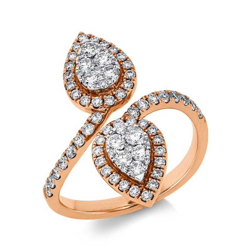 Image 90000402 - Ring 18 kt RG WG Tropfen, 18 Brillanten 0,25 ct, TW-si, 10 Brillanten 0,33 ct, TW-si, 48 ...