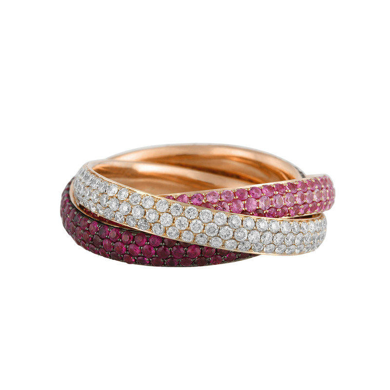 Image 90000412 - Ring 18 kt RG, teils schwarz rhodiniert, 159 Brillanten 1,13 ct, TW-vsi, 159 Saphire 1,25 ...