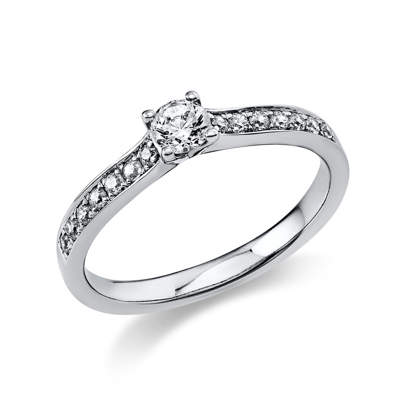 Image 90000425 - Ring 4er-Krappe 14 kt WG, 1 Brill. 0,20 ct, TW-si, 14 Brillanten 0,17 ct, TW-si, ...