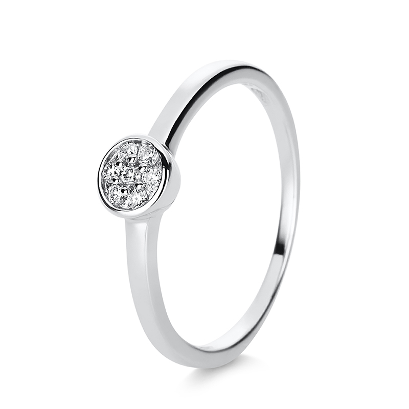 Image 90000435 - Ring Zarge 14 kt WG, 7 Brillanten 0,09 ct, TW-si, B:1,8 mm, Ø:5,3 mm, ...