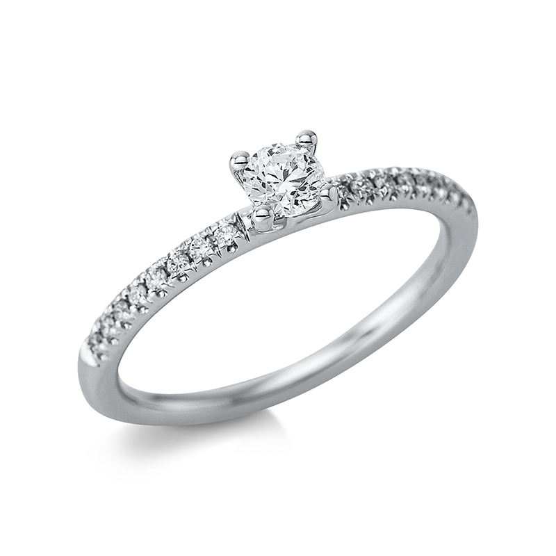 Image 90000452 - Ring 4er-Krappe 18 kt WG, 1 Brill. 0,21 ct, TW-si, 16 Brillanten 0,10 ct, TW-si, H:4,2 ...