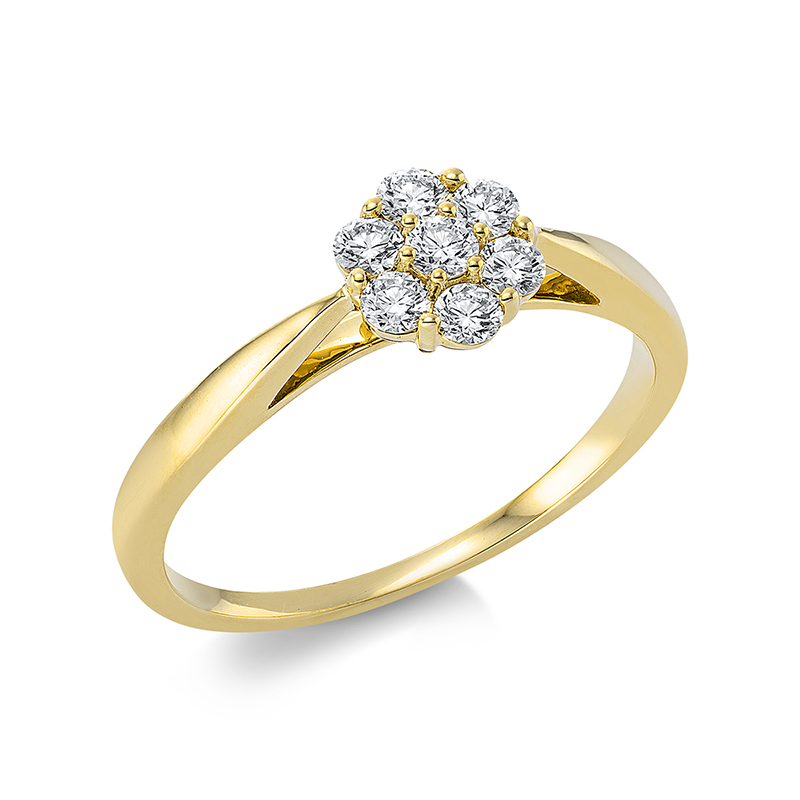 Image 90000453 - Ring 14 kt GG, 7 Brillanten 0,25 ct, TW-si, H:6,4 mm, B:6,4 mm, ...