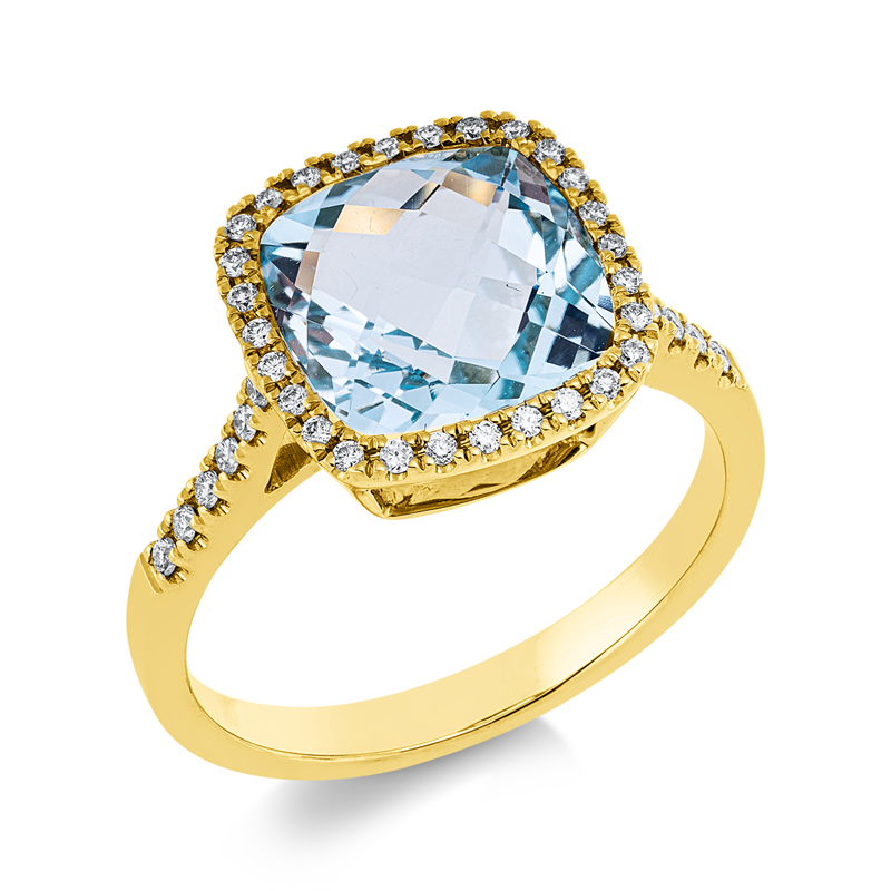 Image 90000463 - Ring 4er-Krappe 18 kt GG, 40 Brillanten 0,21 ct, TW-si, 1 Topas 3,90 ct sky blue, H:9,2 ...