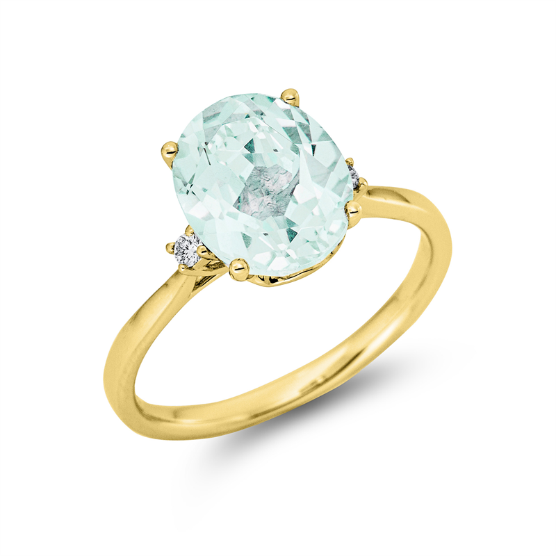 Image 90000473 - Ring 4er-Krappe 18 kt GG, 2 Brillanten 0,04 ct, TW-si, 1 Amethyst 2,52 ct grün, H:8,4 ...